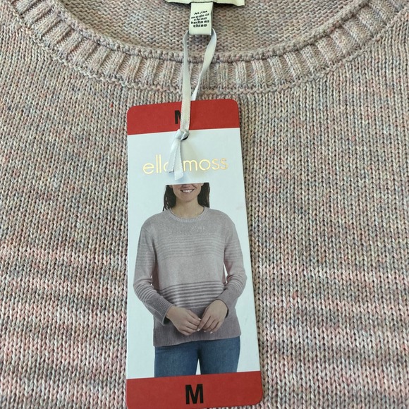 Ella Moss‎ Womens Medium M Striped Sweater Crew Neck Long Sleeve Pink - Picture 3 of 10
